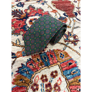 Liberty of London Green Geometric Silk Necktie Made in England
